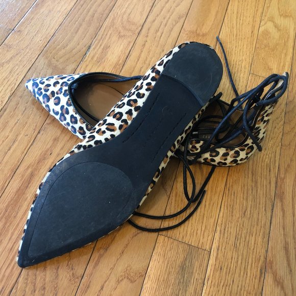 Zara Leopard Print Lace-Up Flats - Picture 8 of 8
